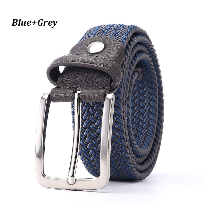 Belt Elastic For Men Leather Top Tip Male Military Tactical Strap Canvas Stretch Braided Waist Belts 1-3/8" Wide Wholesale