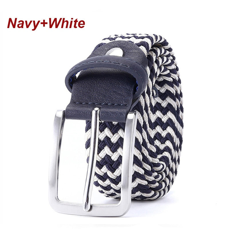 Belt Elastic For Men Leather Top Tip Male Military Tactical Strap Canvas Stretch Braided Waist Belts 1-3/8" Wide Wholesale