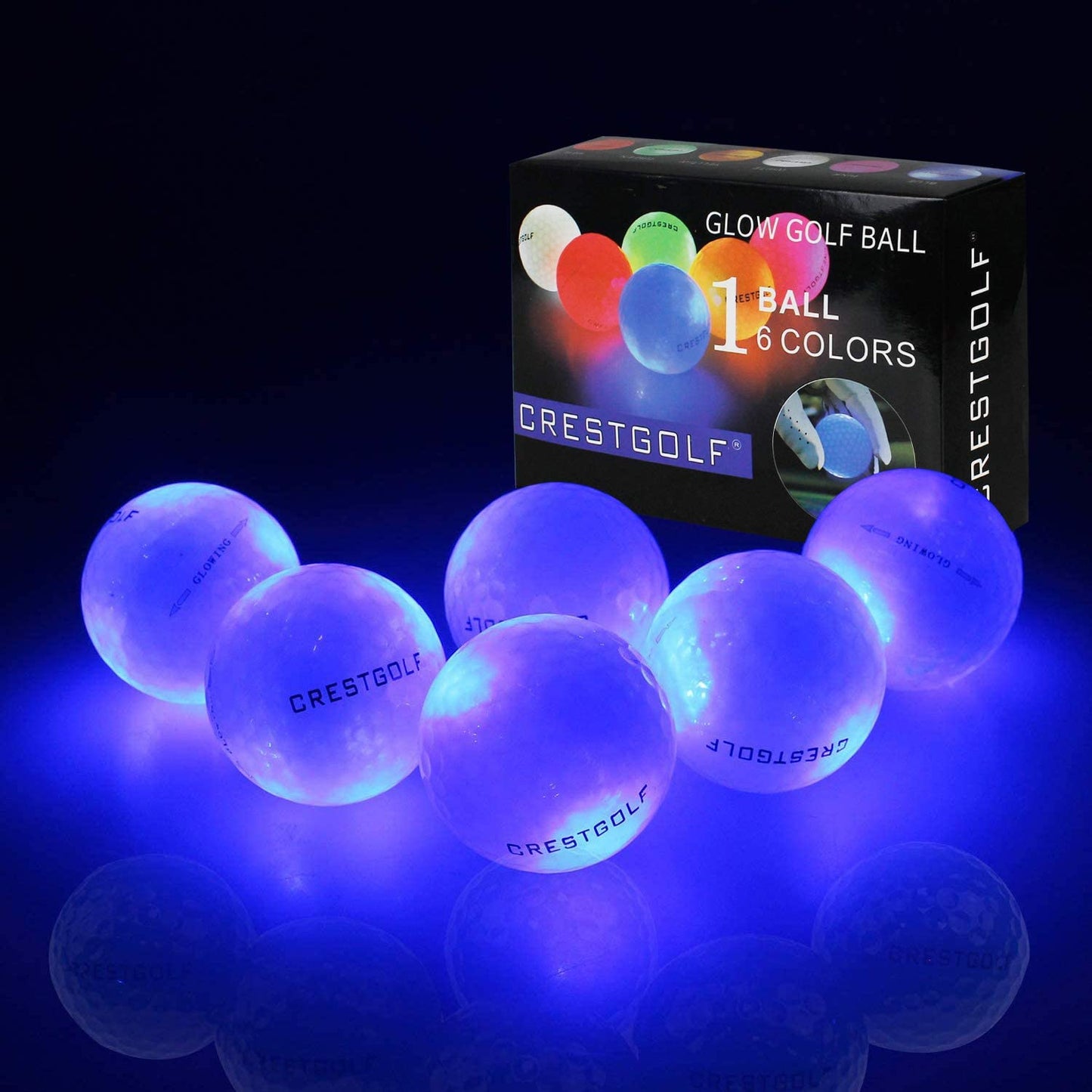 Crestgolf LED Golf Balls for Night Glow in The Dark Golf Ball Super Bright Six Color for Your Choice Best Golf Gift for Golfers