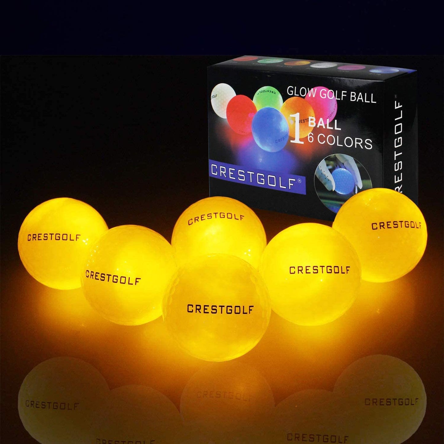 Crestgolf LED Golf Balls for Night Glow in The Dark Golf Ball Super Bright Six Color for Your Choice Best Golf Gift for Golfers