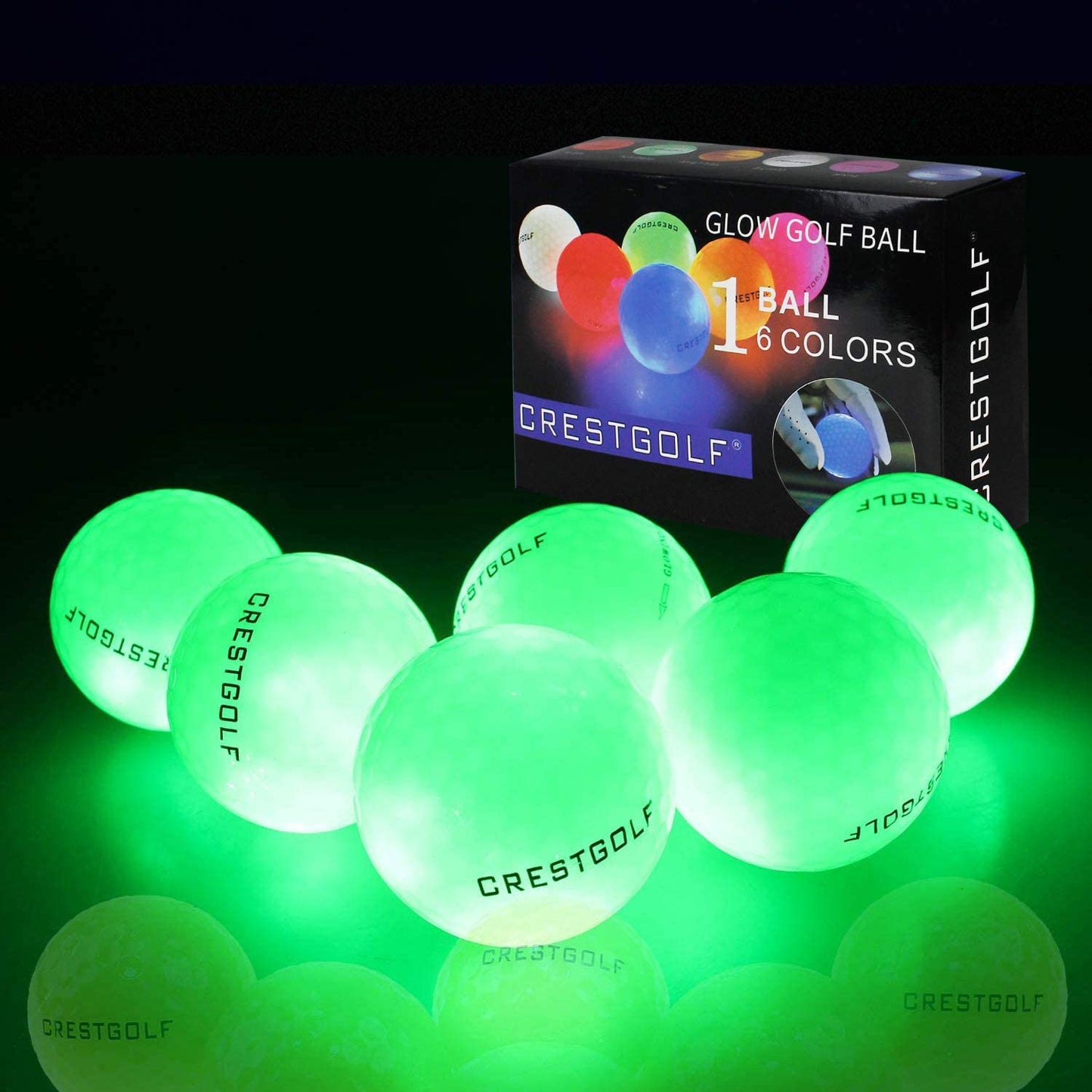 Crestgolf LED Golf Balls for Night Glow in The Dark Golf Ball Super Bright Six Color for Your Choice Best Golf Gift for Golfers