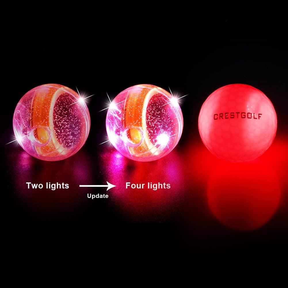 Crestgolf LED Golf Balls for Night Glow in The Dark Golf Ball Super Bright Six Color for Your Choice Best Golf Gift for Golfers