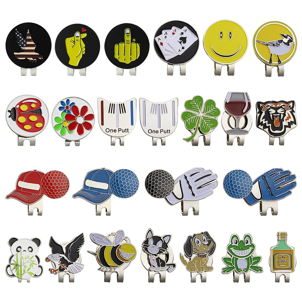 Golf Ball Mark with Golf Hat Clip Magnetic Alloy Birdie One Putt Eagle Tiger Cap Glove Design Golf Marker Men Women Drop Ship