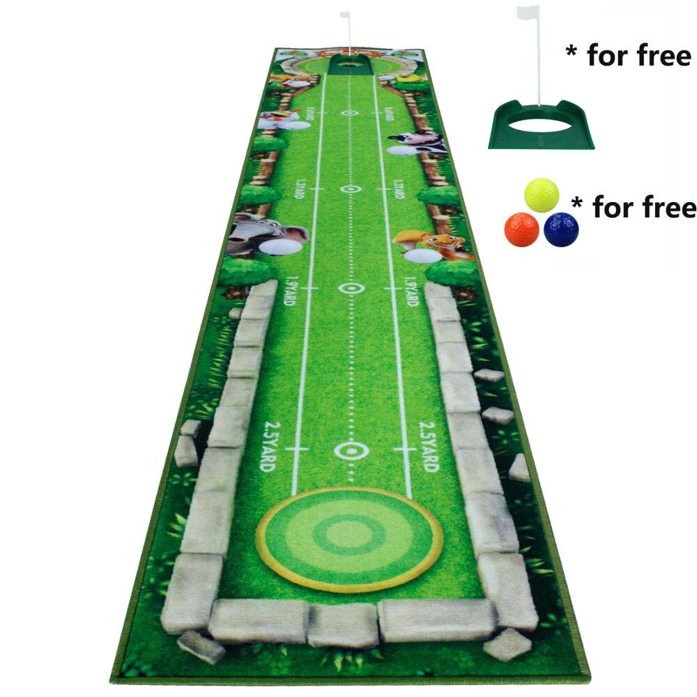 Crestgolf 300cm*50cm Golf Mat Golf Putting Green Indoor Golf Practice Using Indoor Outdoor Long Hitting Mat Golf Training Aids