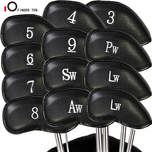 12 Pcs Deluxe Synthetic Leather Golf Iron Head Covers Club Headcover Waterproof for All Irons Club
