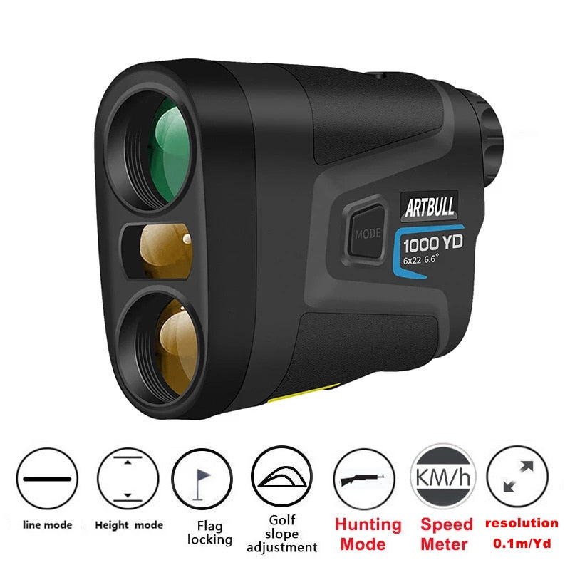 ARTBULL Golf Laser Rangefinder 1000M 650M Telescope with Flag-Lock Slope Pin Distance Meter for Hunting Monocular