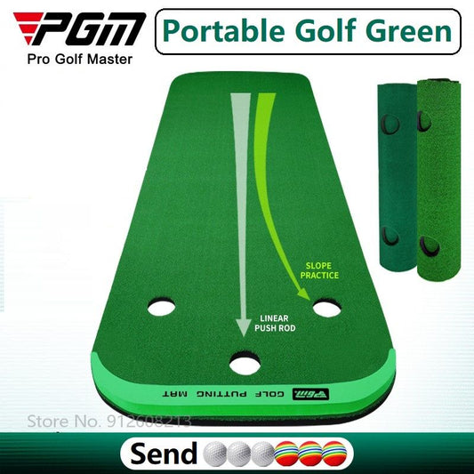 PGM Indoor Golf Putting Green Home Portable Golf Putter Trainer Mini Practice Mat Green Exercises Blanket Golfing Training Aids